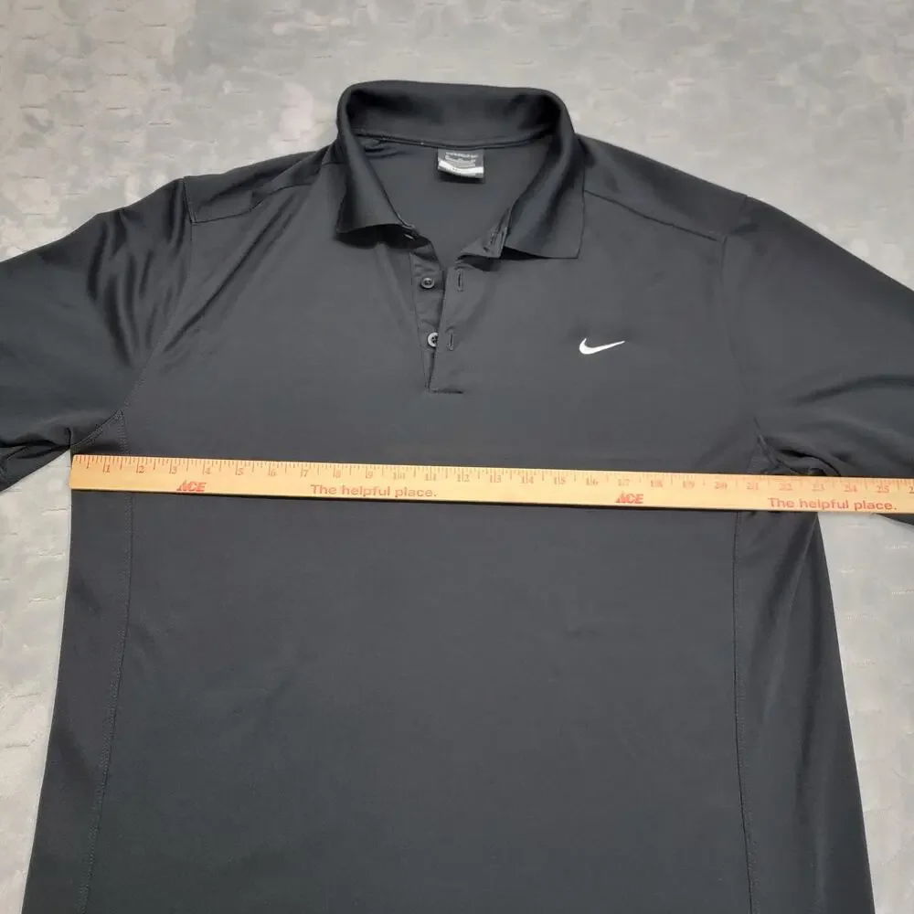 Nike Golf Dri-Fit Polo Shirt Mens XL Black Short Sleeve Embroidered Swoosh